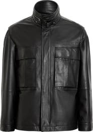 AllSaints Halton Funnel Collar Leather Jacket