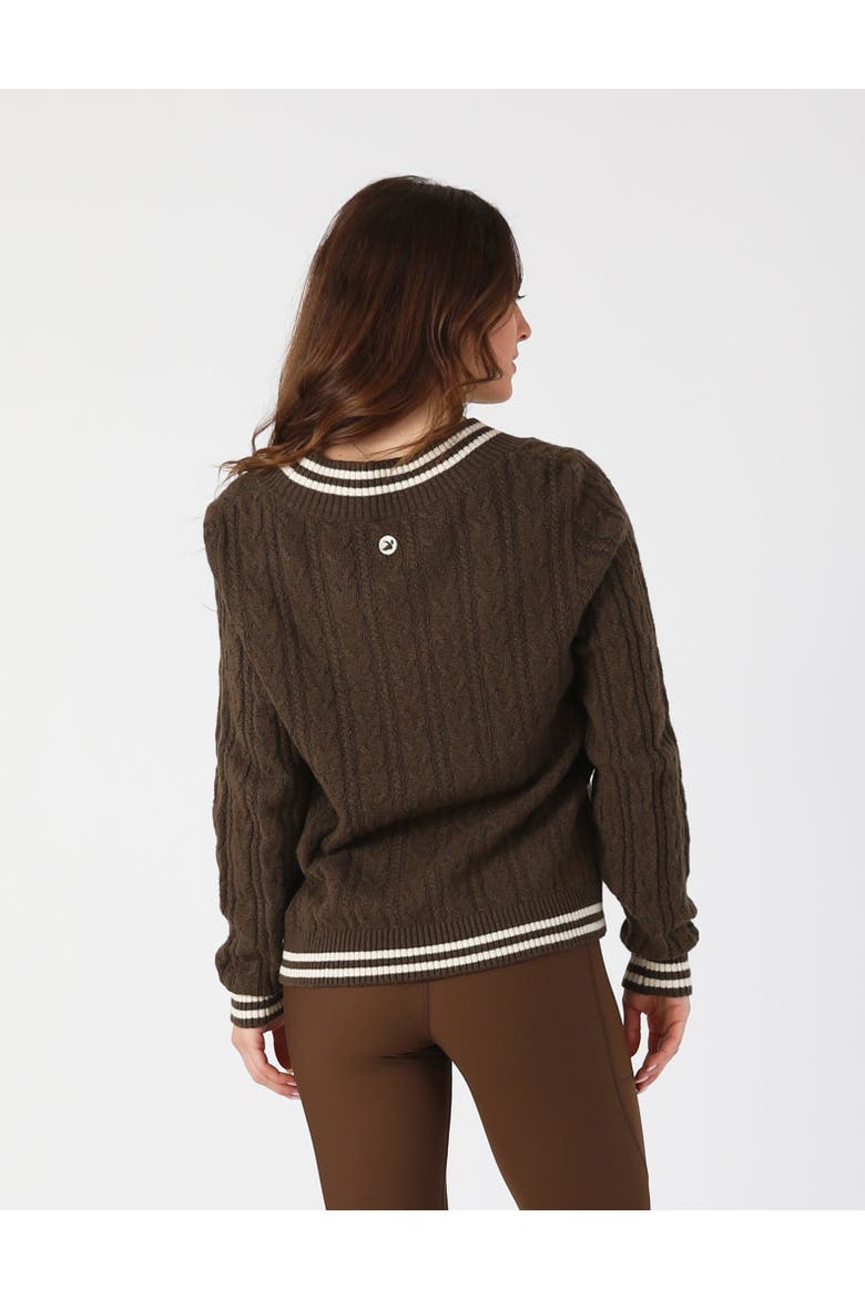Hanalei Cable Knit Sweater, Alternate, color, Chocolate/Oatmilk