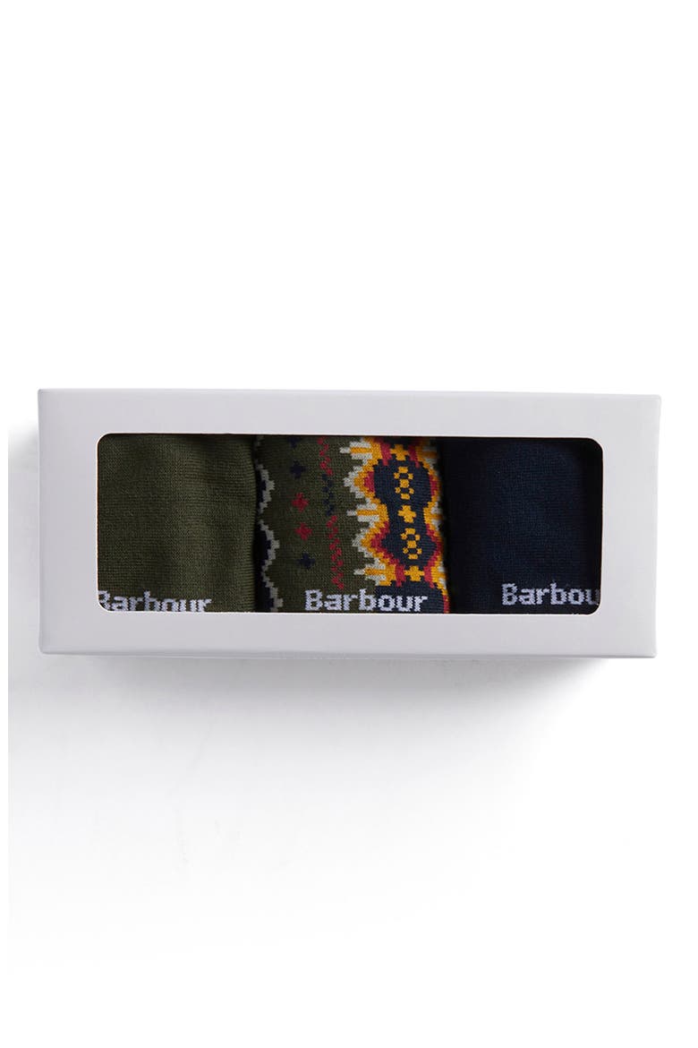Barbour Fair Isle 3-Pack Crew Socks Gift Box (Men) | Nordstrom