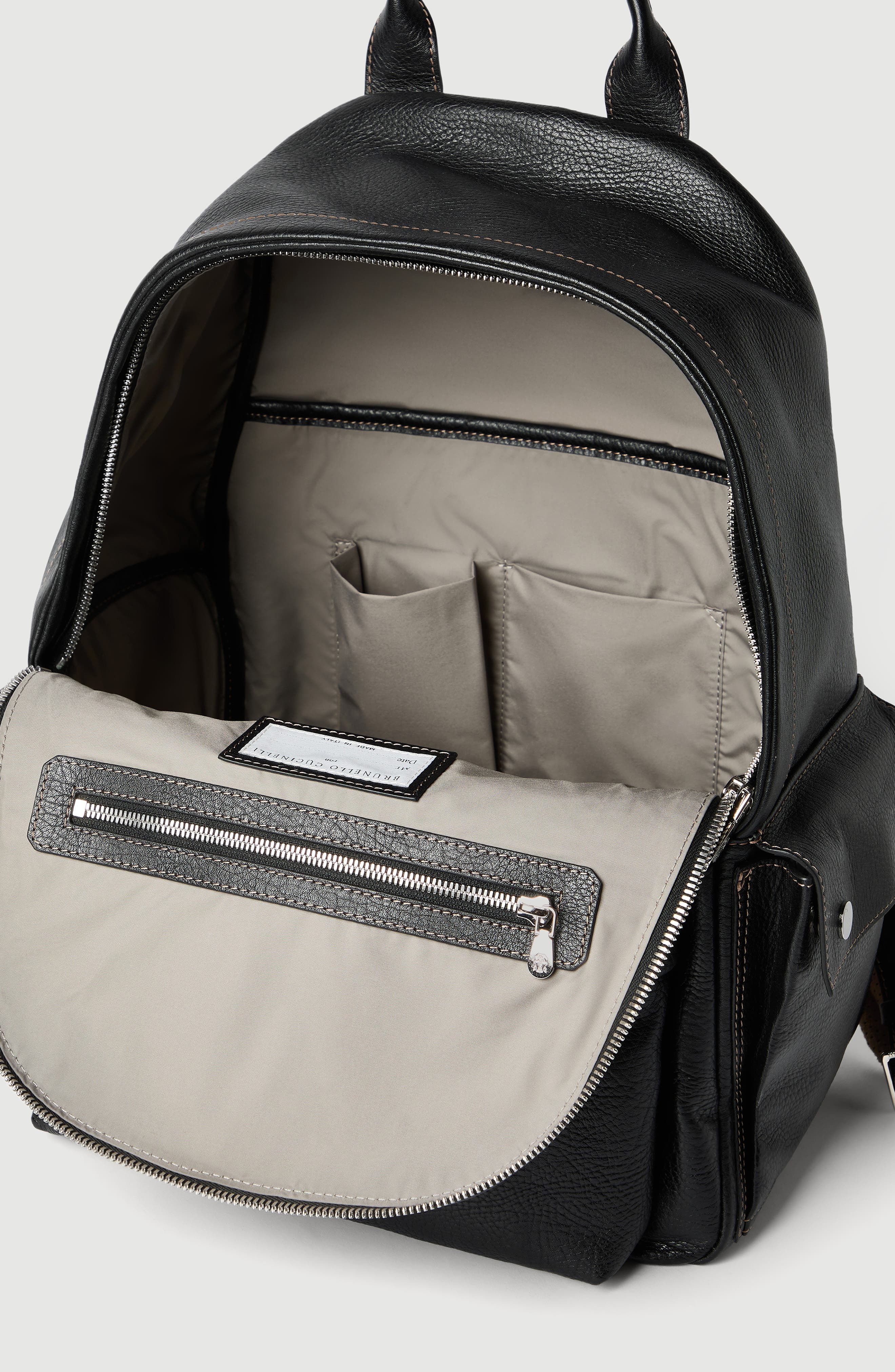 Grained calfskin travel backpack, Alternate, color, Black
