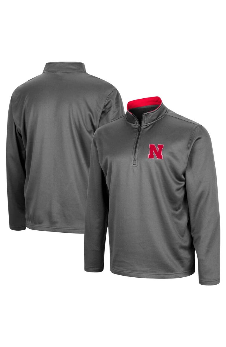 COLOSSEUM Men's Colosseum Charcoal Nebraska Huskers Big & Tall Fleece Quarter-Zip Jacket, Alternate, color, 