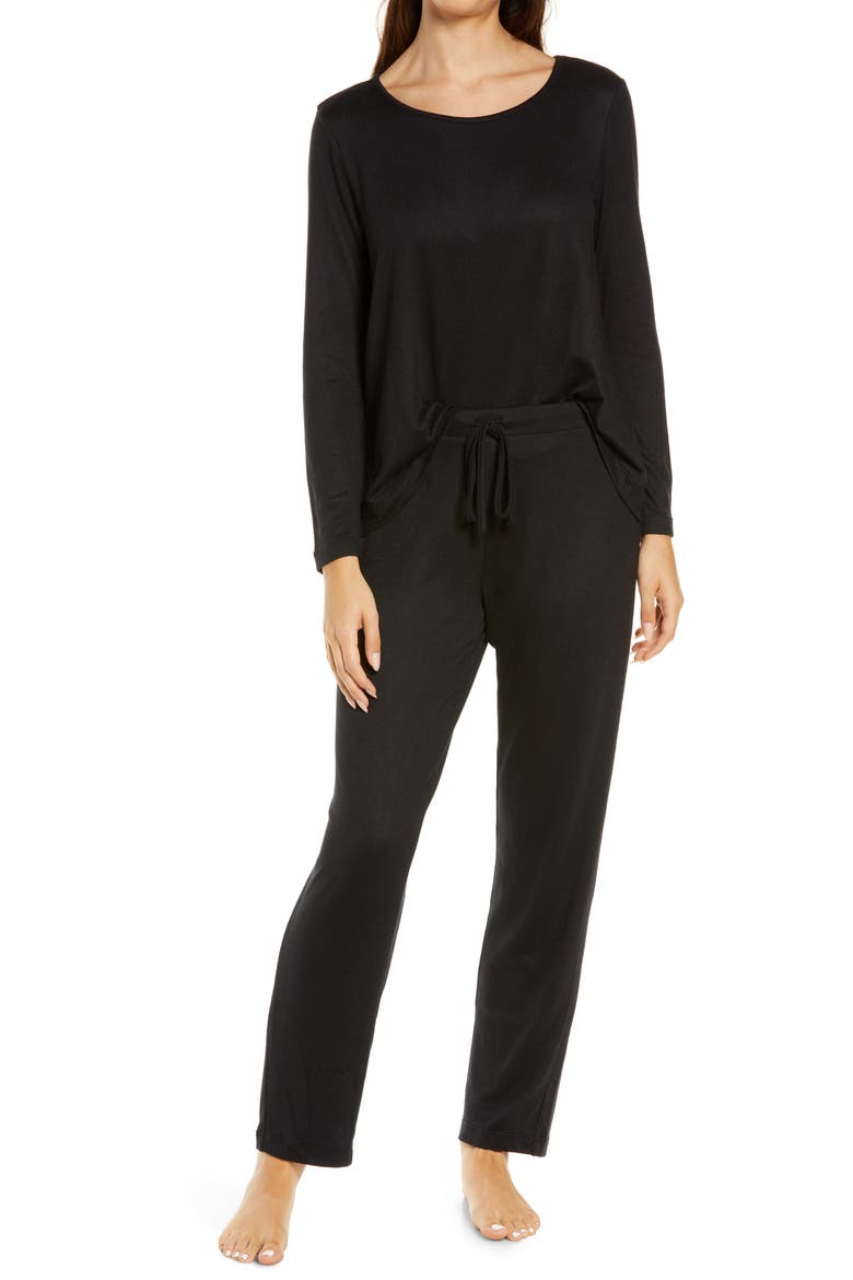Fleece Pajamas, Main, color, BLACK