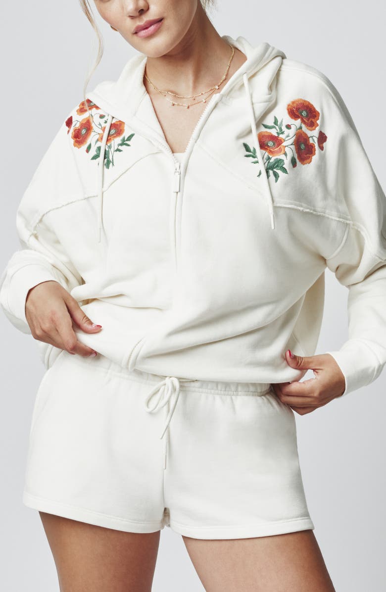 Florence by Mills Embroidered Full Zip Hoodie, Main, color, Jet Stream