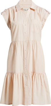 Eliza J Folded Cap Sleeve Tiered Shirtdress