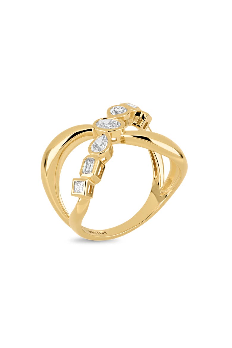 18K Gold Maya Natural Diamond Crossover Statement Ring, Alternate, color, 18K YELLOW GOLD/ DIAMOND