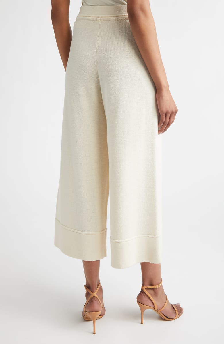 ST. JOHN Romy Legacy Crepe Kit Ankle Wide Leg Pants, Alternate, color, Ecru