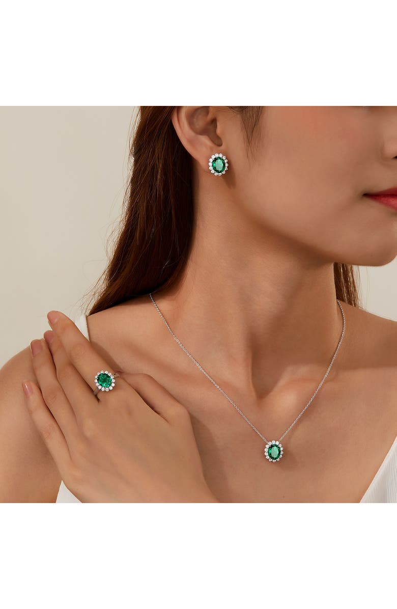 Lafonn Simulated Diamond Halo Pendant Necklace, Alternate, color, Green