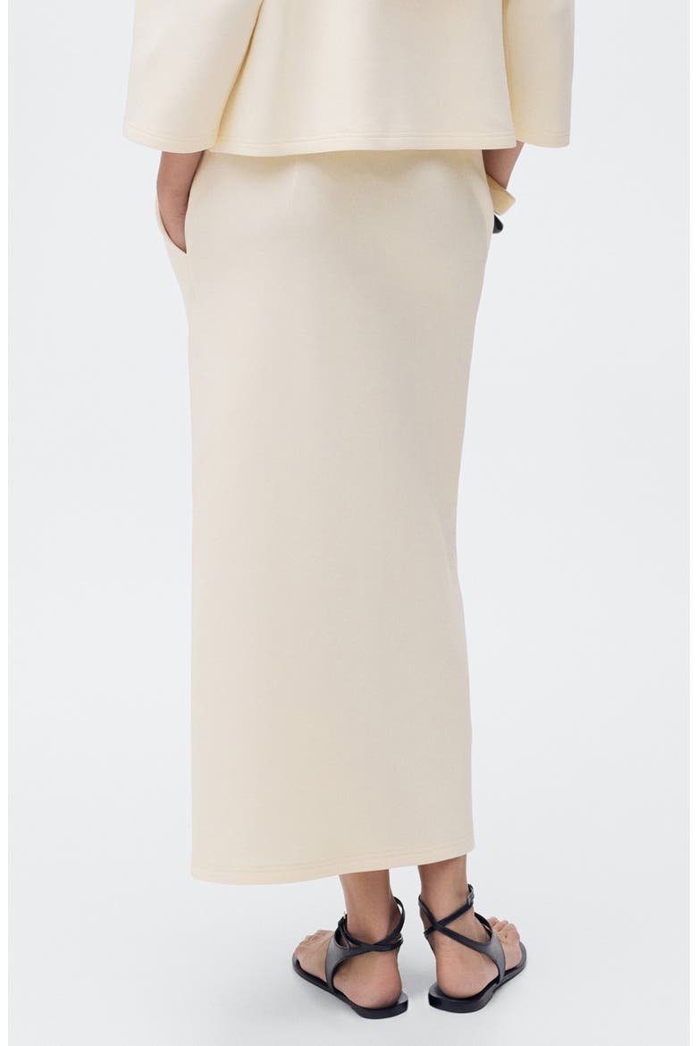 Cotton Midi Skirt with Front Slit, Alternate, color, ECRU