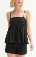 CRESCENT Tie Back Babydoll Linen Blend Top