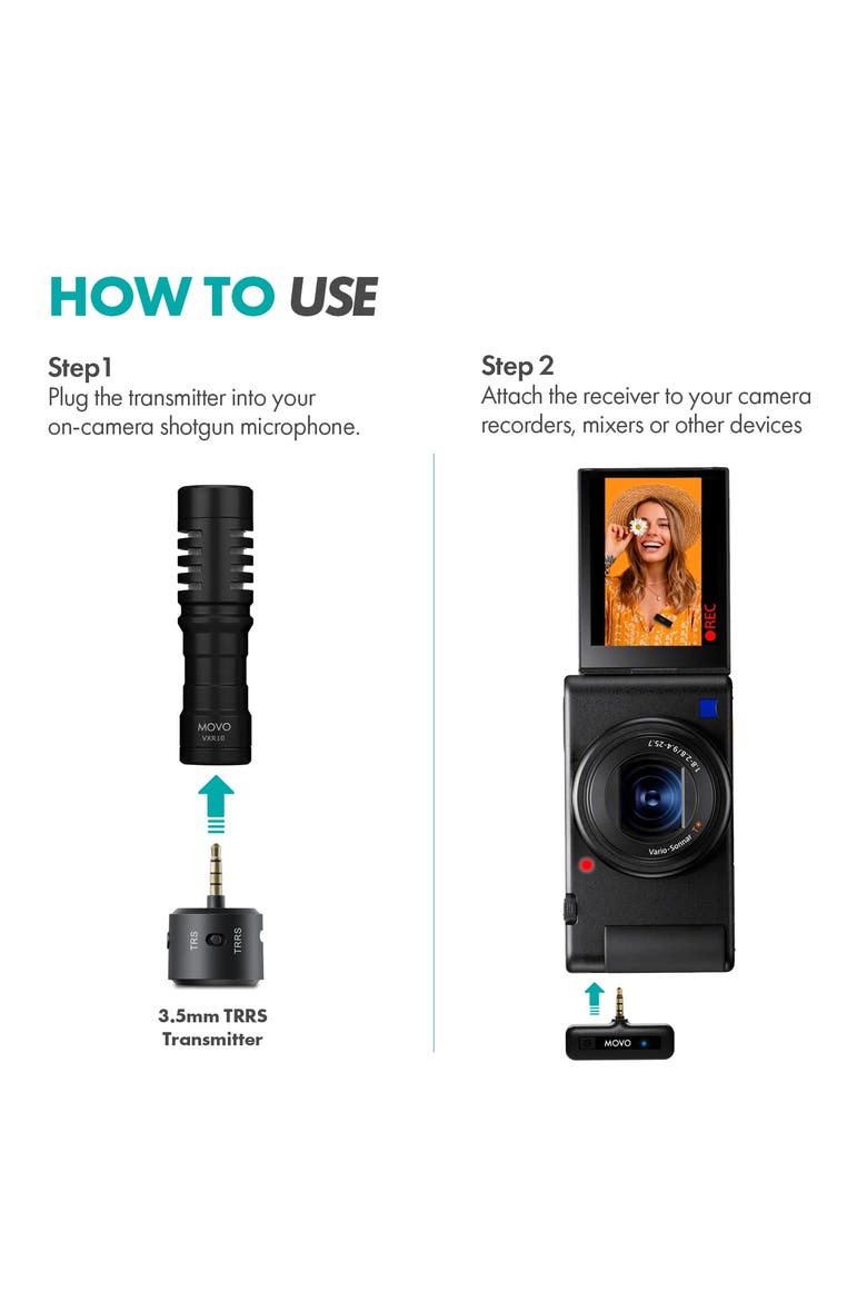 WM-VXR10 Wireless Shotgun Mic Adapter for Camera/DSLR/3.5mm/TRS - Compatible VXR10, VXR10-PRO, and Rode VideoMicro, Alternate, color, Black