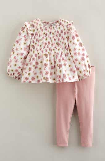 Smocked Long Sleeve Top & Leggings Set