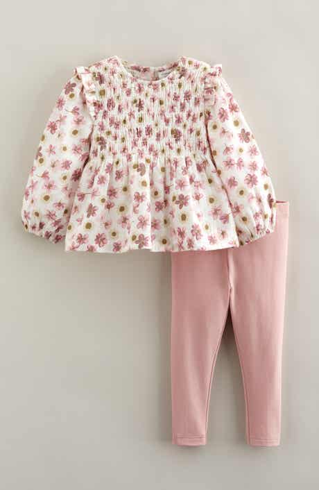 Smocked Long Sleeve Top & Leggings Set