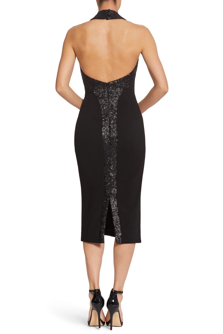 Cleo Halter Dress, Alternate, color, BLACK/ BLACK