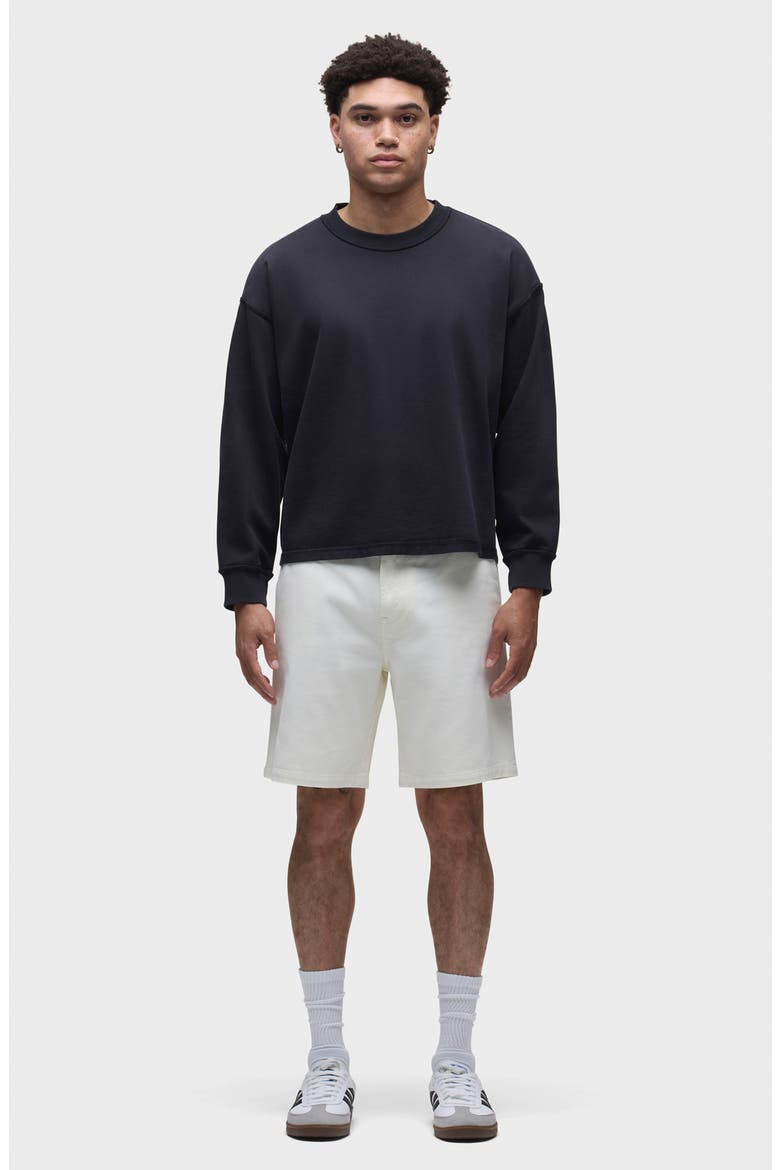 Venice Flat Front Off White Cotton Twill Chino Shorts, Alternate, color, BIRCH WOOD