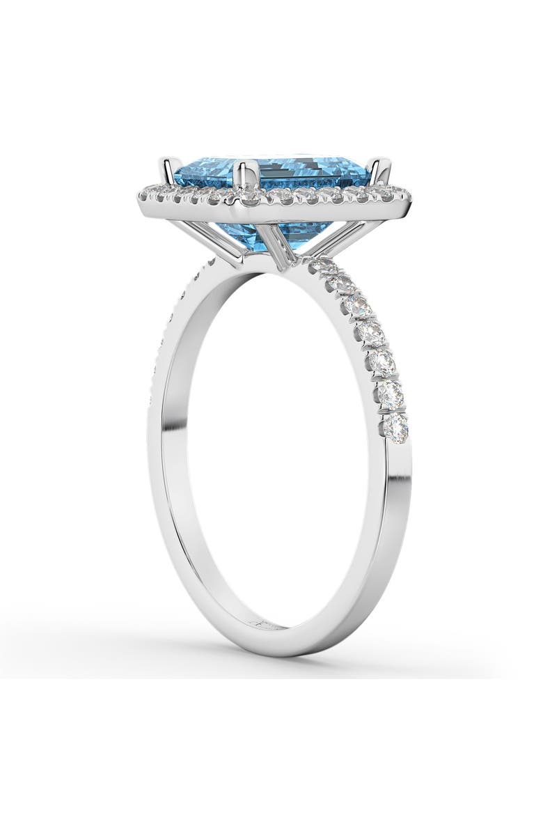Lab Blue Topaz & Diamond Engagement Ring 14k, Alternate, color, 3.32ct/White Gold
