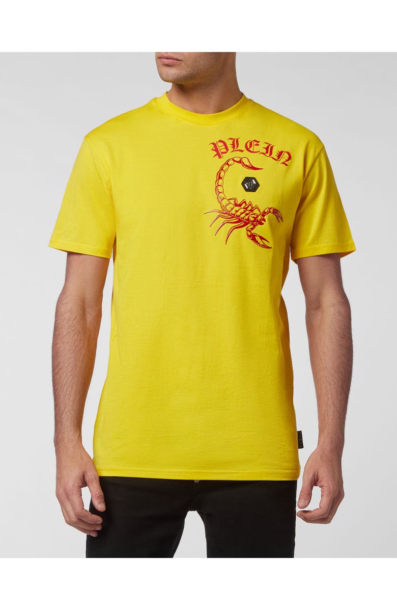PHILIPP PLEIN T-Shirt Round Neck Ss Scorpion Men, Main, color, Yellow