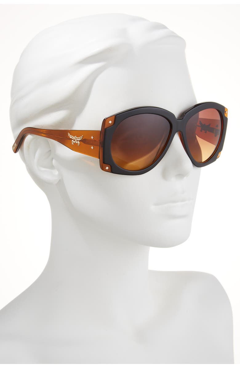 MCM 61mm Round Sunglasses, Alternate, color, Black/ Other / Gradient Brown