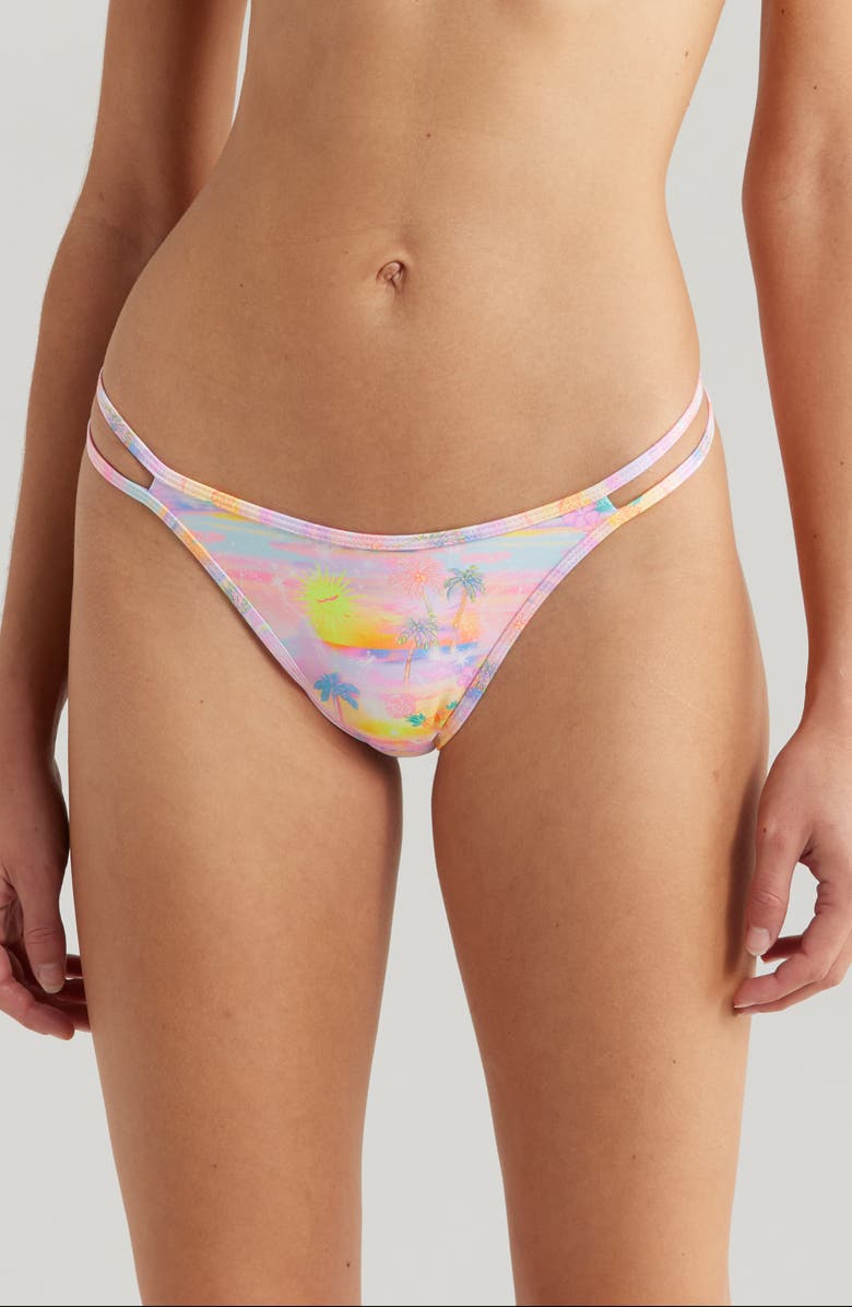 Kulani Kinis Strappy Bikini Bottoms, Main, color, Sunset Universe