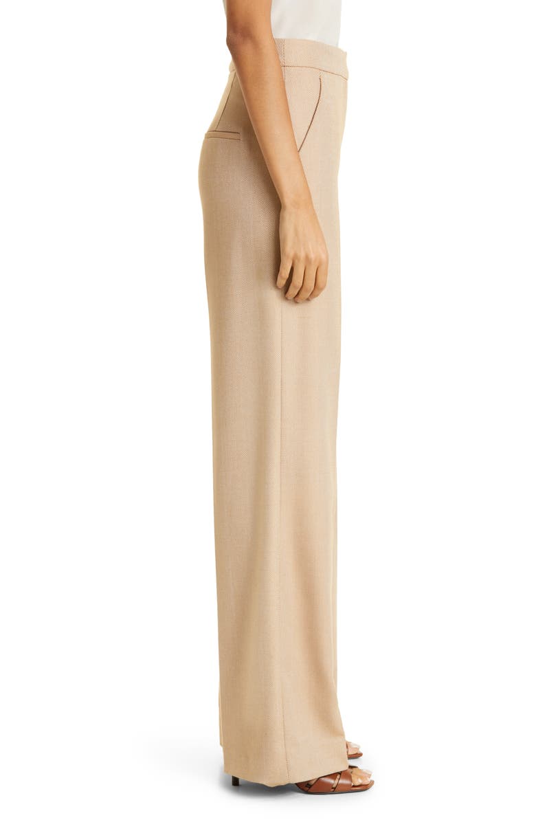 Veronica Beard Tonelli Herringbone Pants, Alternate, color, Dark Camel/ Light Camel