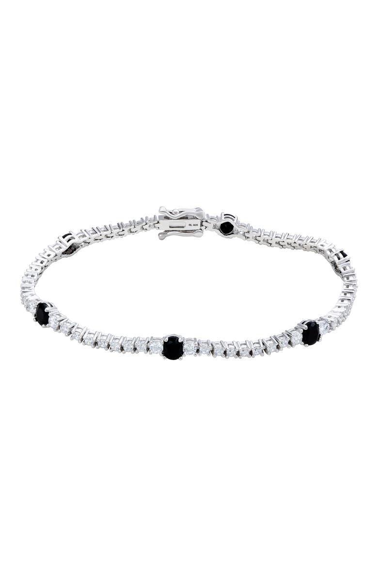 Black & White Cubic Zirconia Tennis Bracelet, Main, color, BLACK