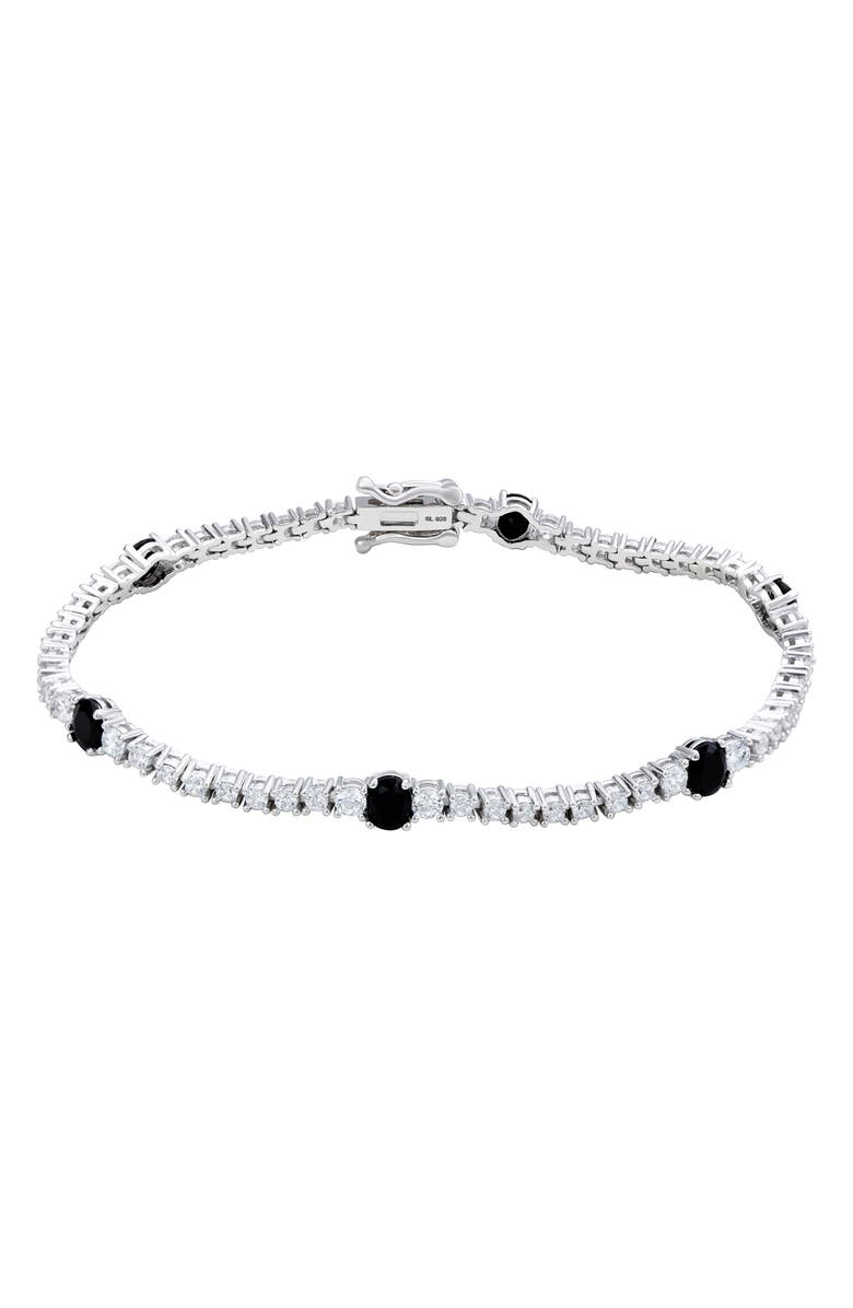 SUZY LEVIAN Black & White Cubic Zirconia Tennis Bracelet, Main, color, Black
