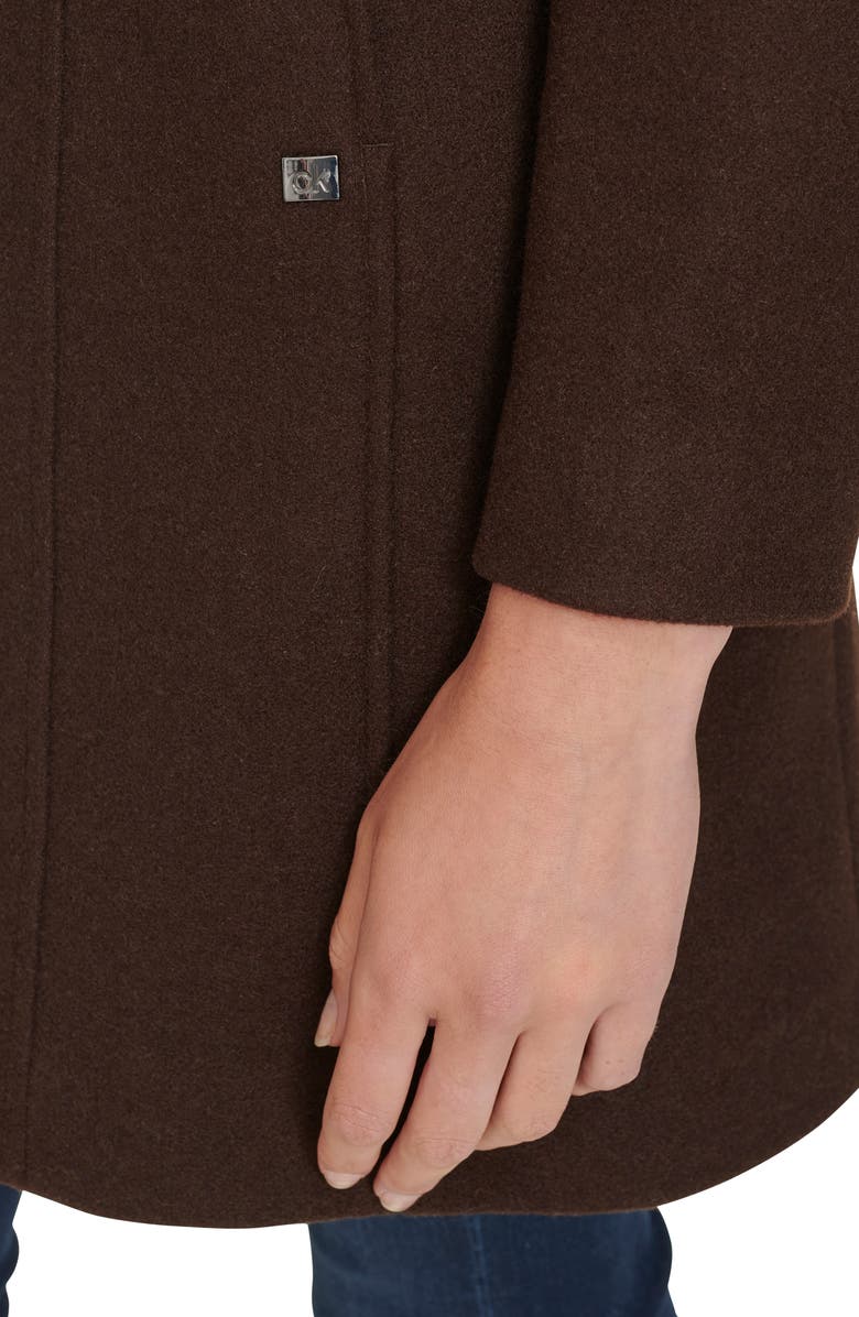Calvin Klein Stand Collar Coat, Alternate, color, Chocolate
