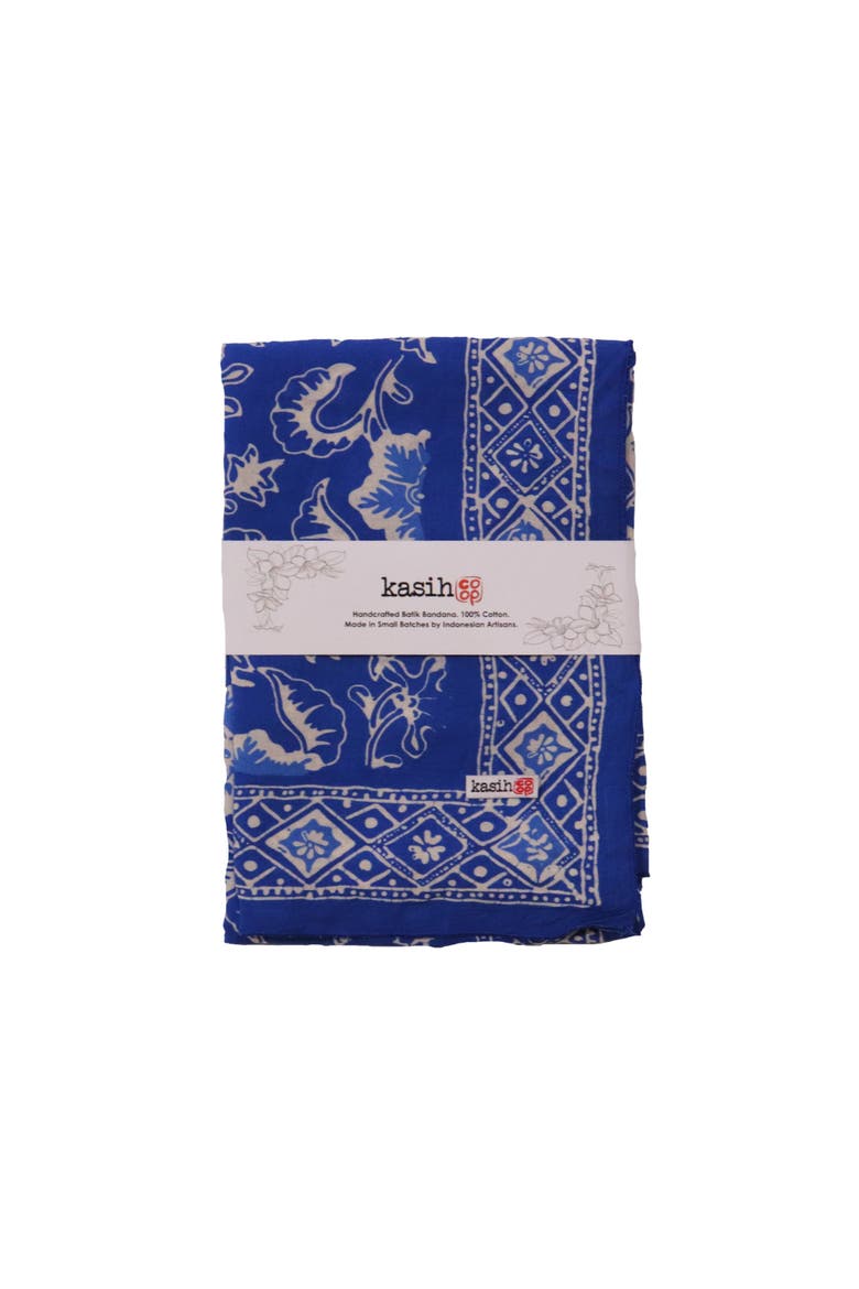 Oversized Hand Dyed Batik Bandana, Alternate, color, Blue Tendril