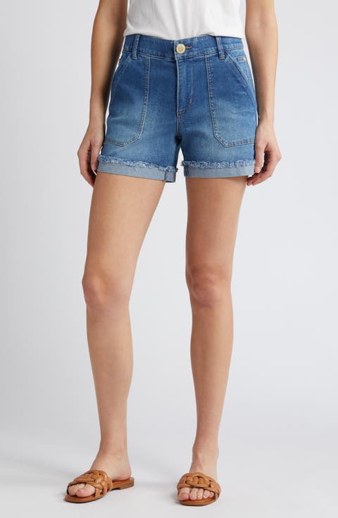 'Ab'Solution Patch Pocket High Waist Denim Shorts