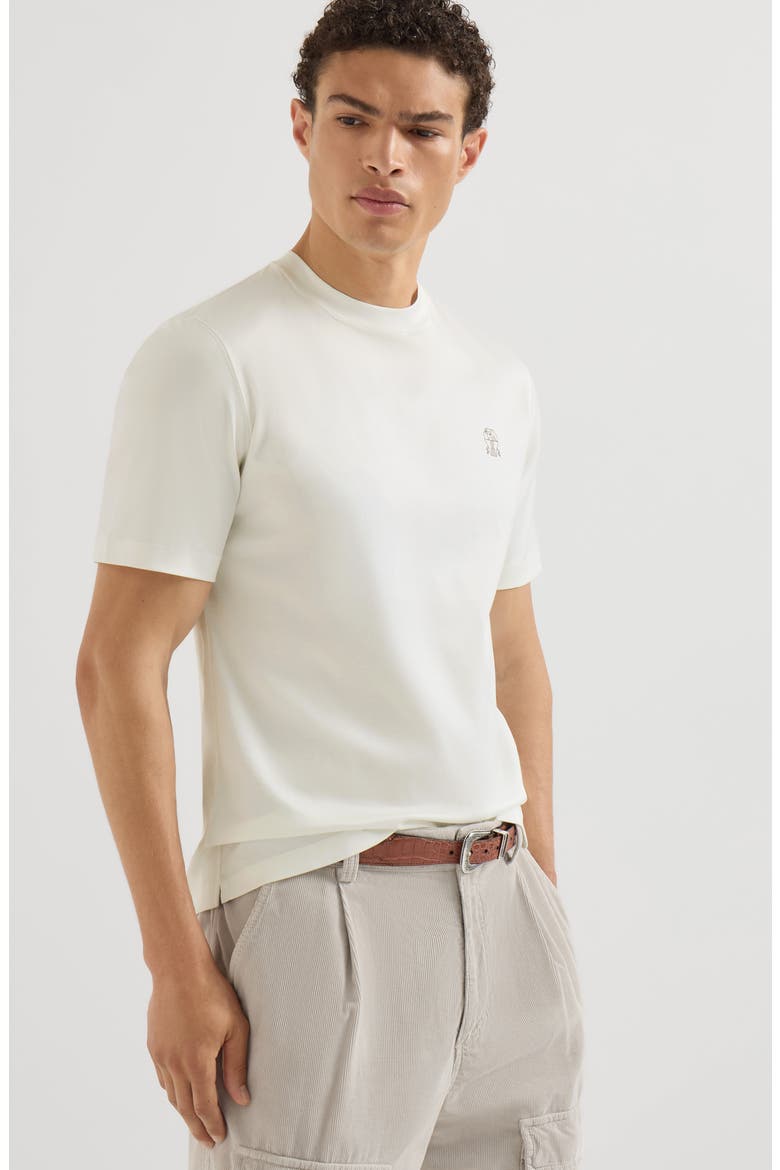 Cotton jersey crew neck T-shirt with logo, Alternate, color, Off-White