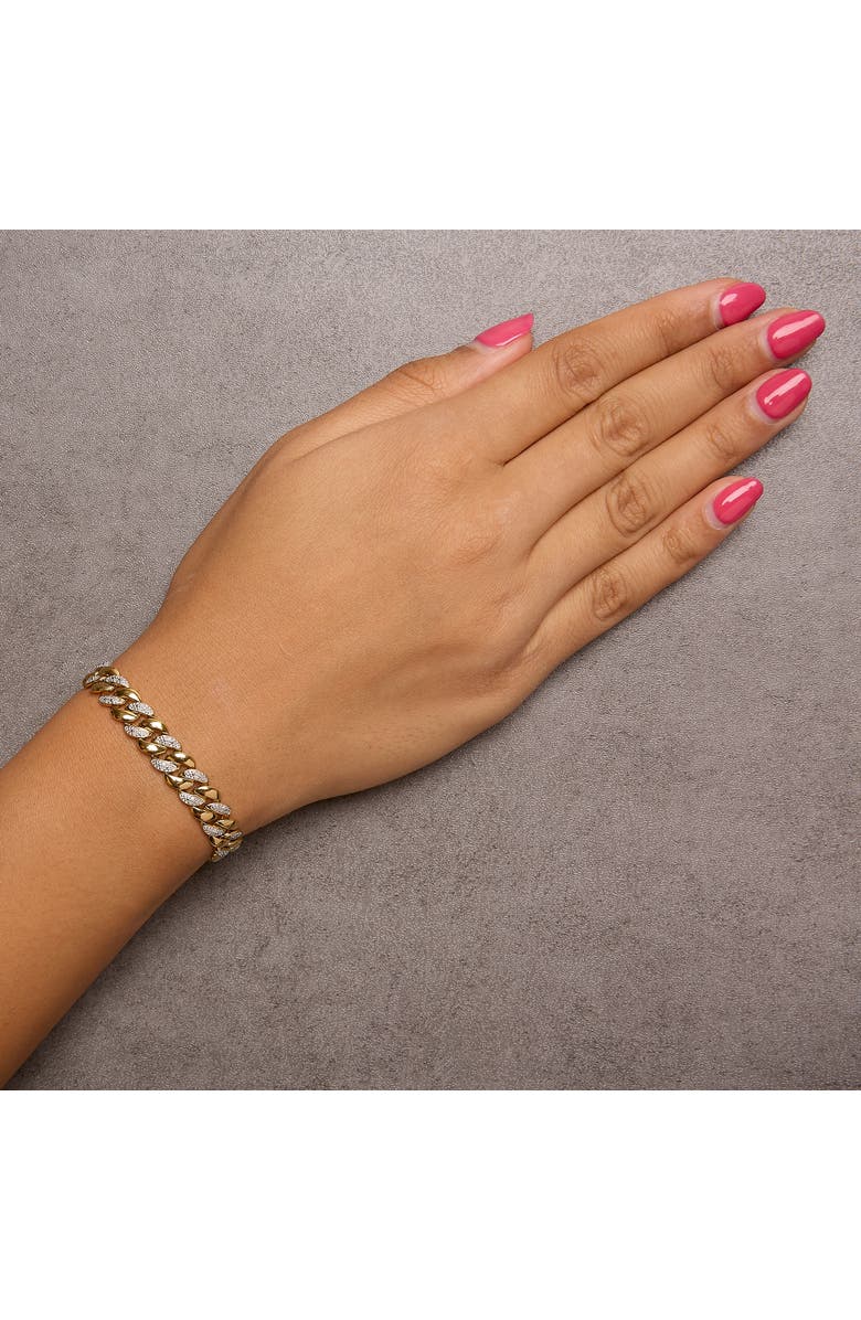 Haus of Brilliance 14K Gold Over Silver 3/8 Cttw Diamond Cuban Bracelet, Alternate, color, Yellow Gold Over Silver