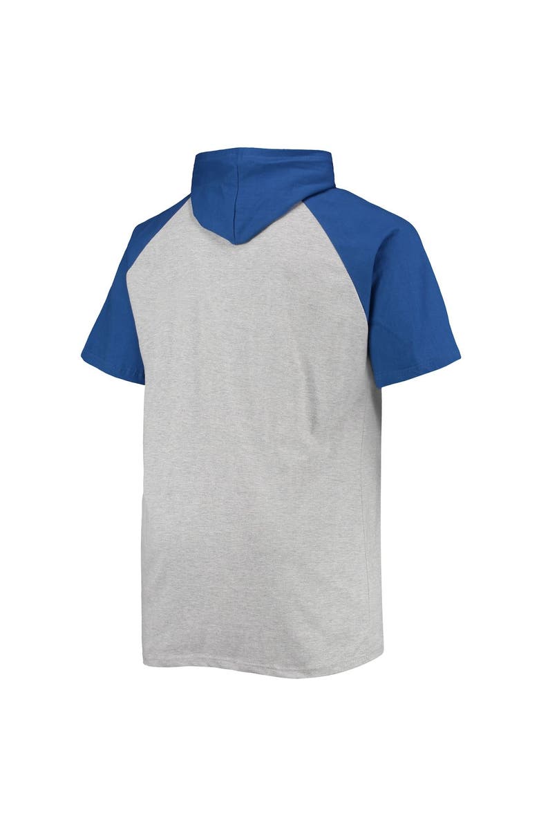 PROFILE Men's Heathered Gray/Royal Buffalo Bills Big & Tall Raglan Short Sleeve Pullover Hoodie, Alternate, color, Heather Gray