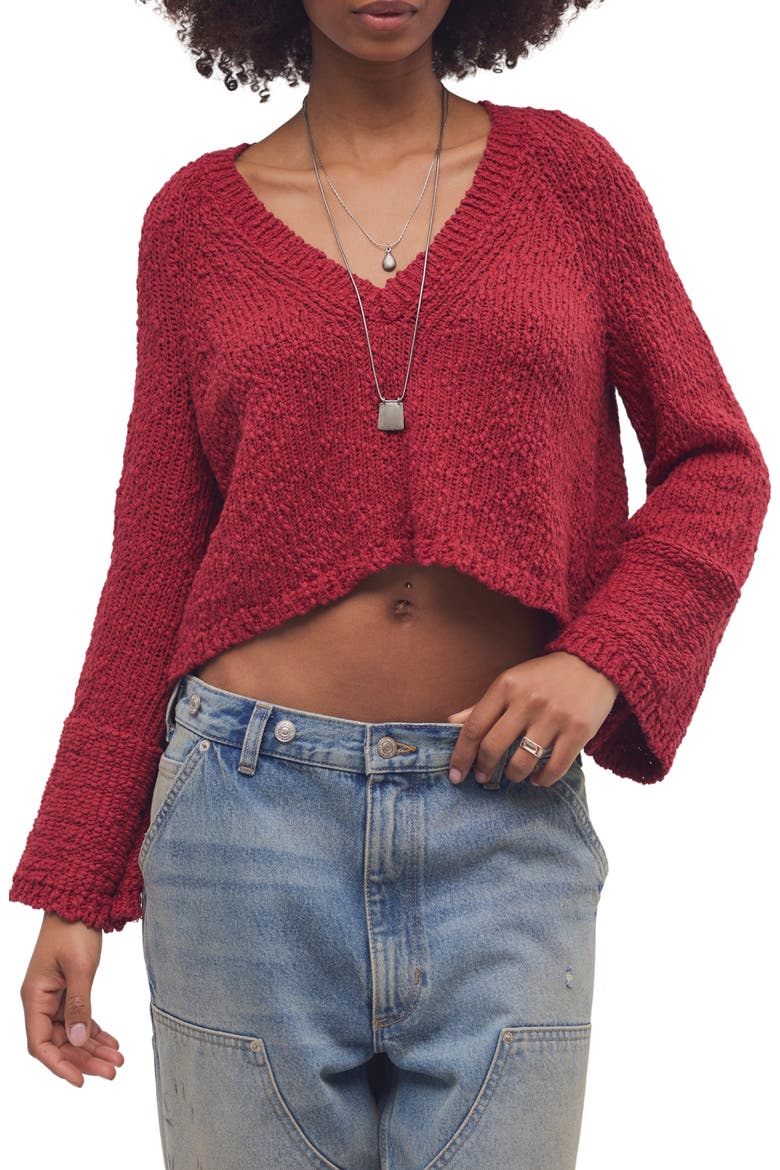 Heartland V-Neck Cotton Sweater, Main, color, RICHEST RED