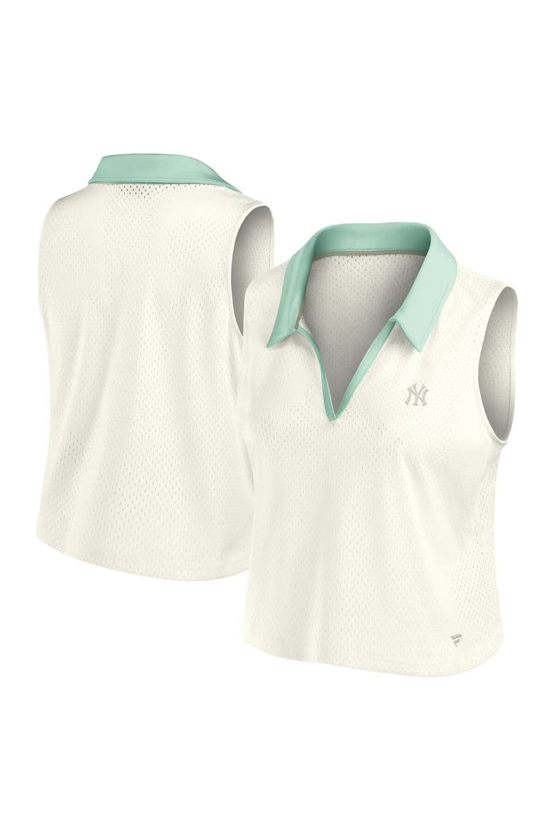 Women's Fanatics Cream New York Yankees Studio Wellness V-Neck Tank Top, Main, color, Cream