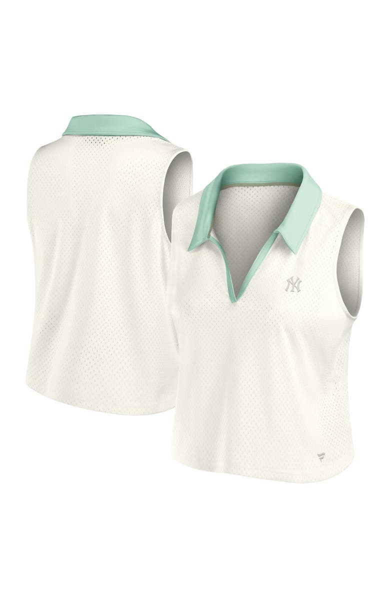 FANATICS Women's Fanatics Cream New York Yankees Studio Wellness V-Neck Tank Top, Main, color, Cream