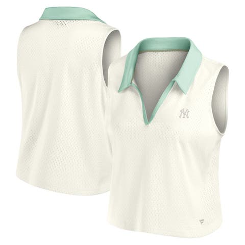 Women's Fanatics Cream New York Yankees Studio Wellness V-Neck Tank Top