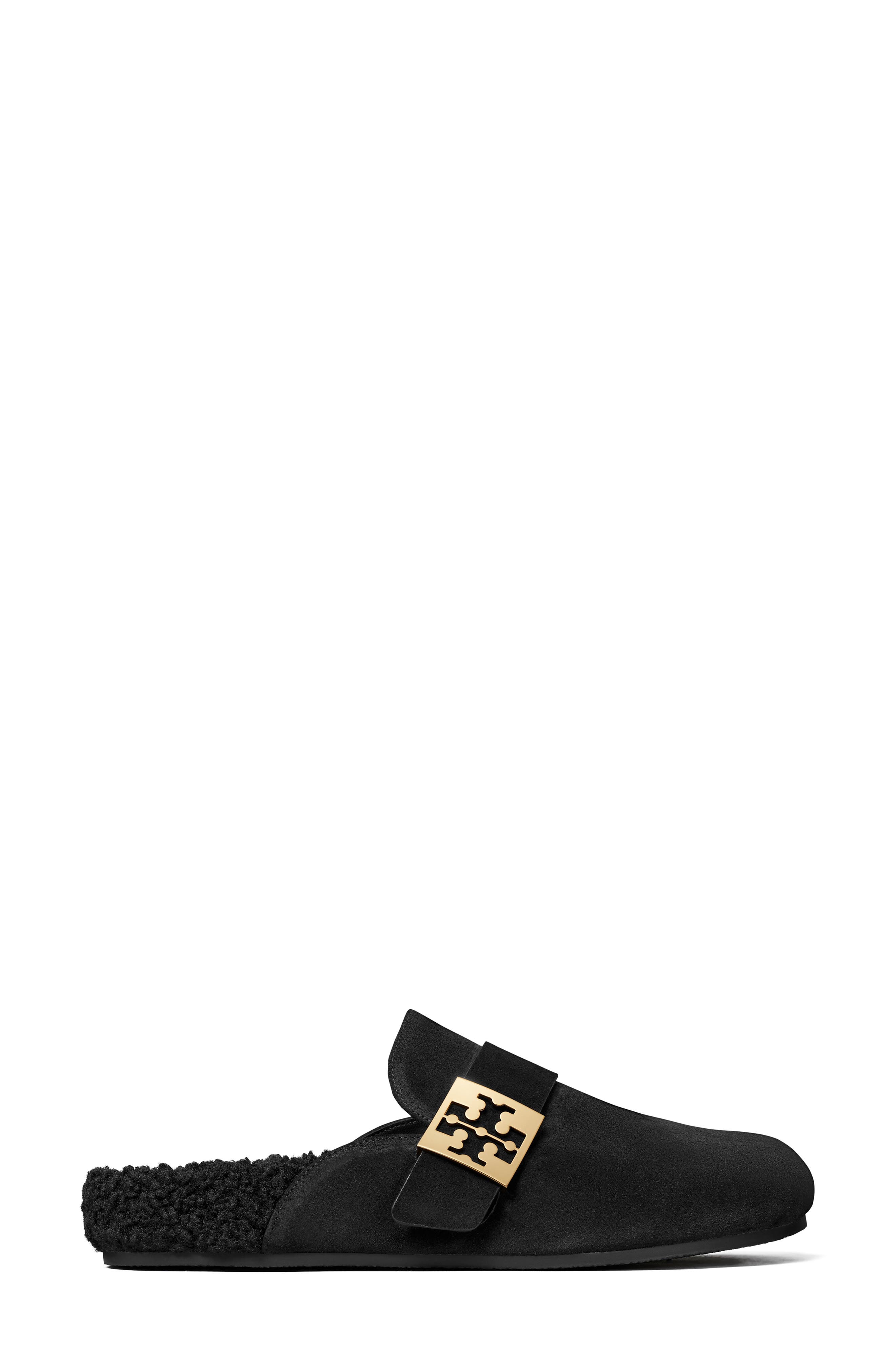 Tory Burch Mellow Faux Shearling Lined Mule, Alternate, color, Perfect Black / Perfect Black