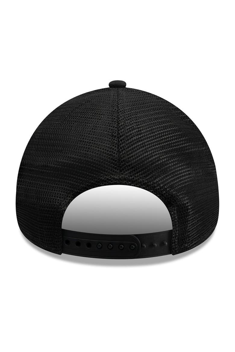 Men's New Era Black Los Angeles Dodgers Side Script 9FORTY A-Frame Trucker Adjustable Hat, Alternate, color, Black