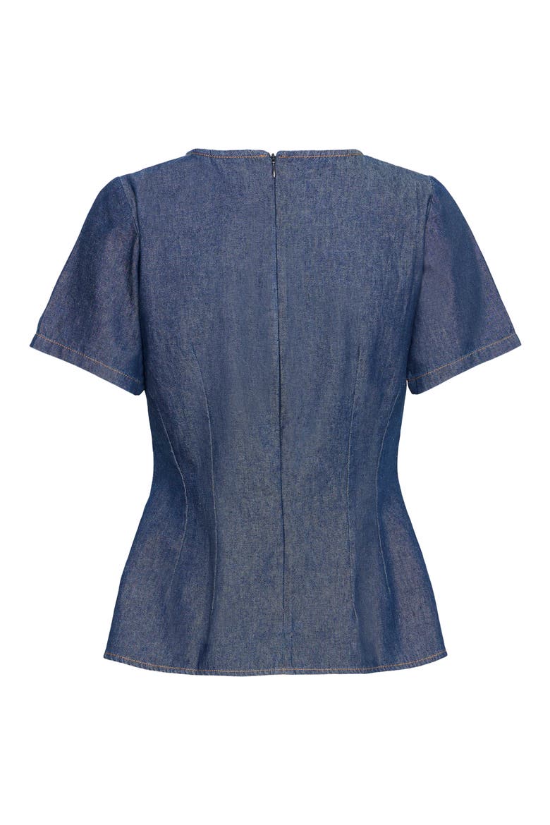 Ihtulle Denim Peplum Top, Alternate, color, DENIM AUTHENTIC BLUE