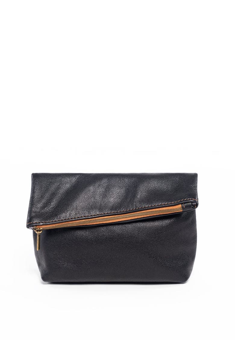 Deux Mains Asymmetric Makeup Bag, Main, color, Black