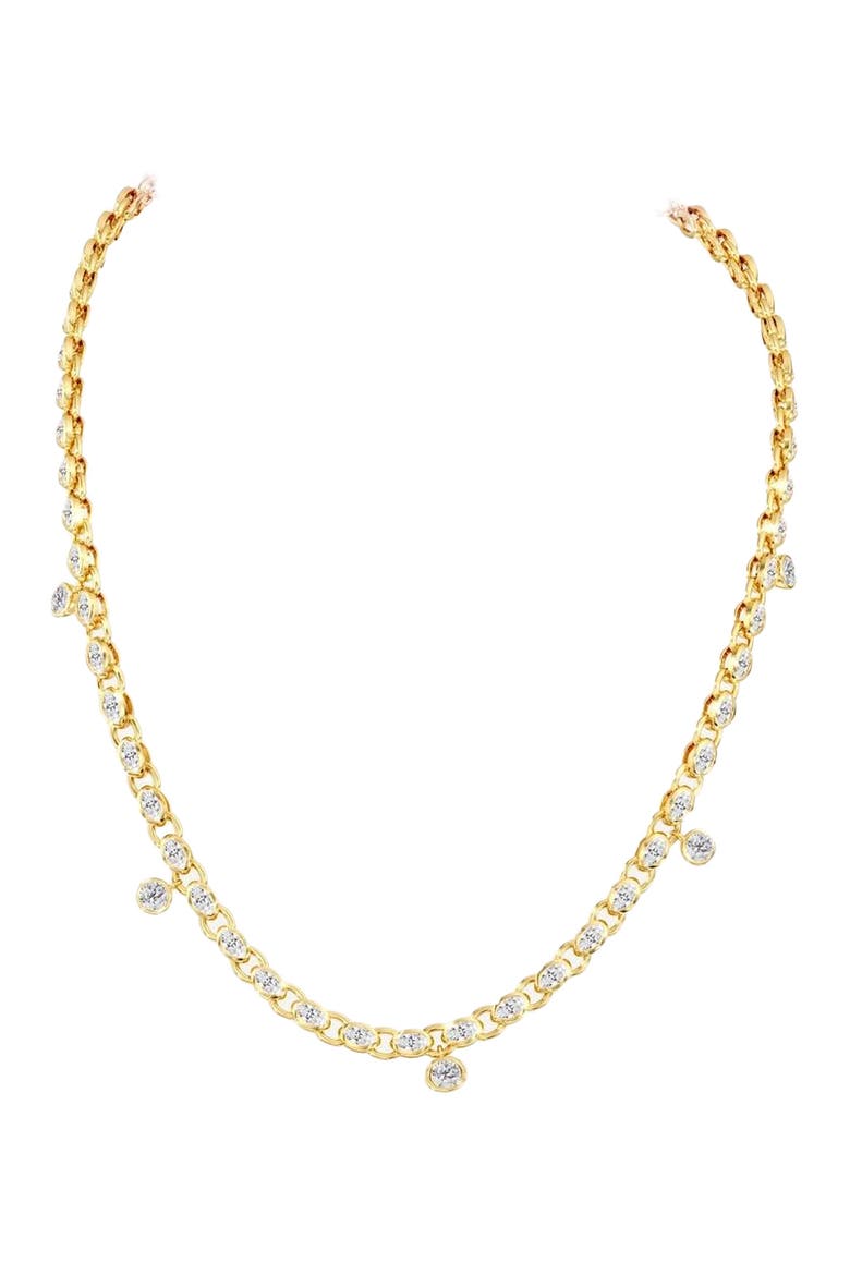 Marquise Bezel Chain Lab Diamond Necklace in 14K, Main, color, Yellow Gold
