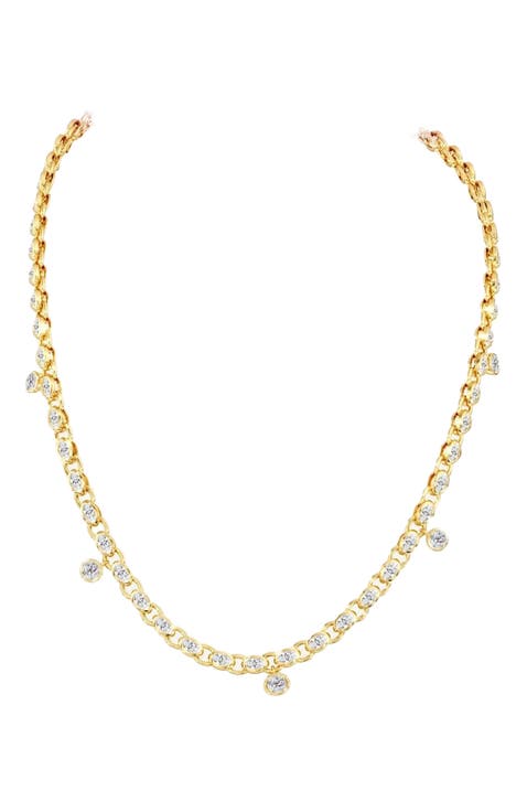 Marquise Bezel Chain Lab Diamond Necklace in 14K