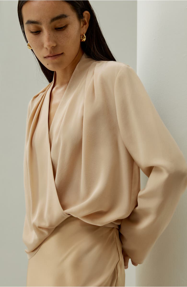 Lilysilk Women's Silk Crêpe de Chine Long Sleeve Blouse, Alternate, color, Pale Gold