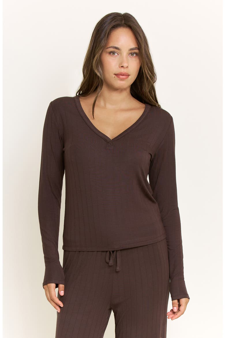 Cloud Modal Long Sleeve Henley, Alternate, color, CHOCOLATE