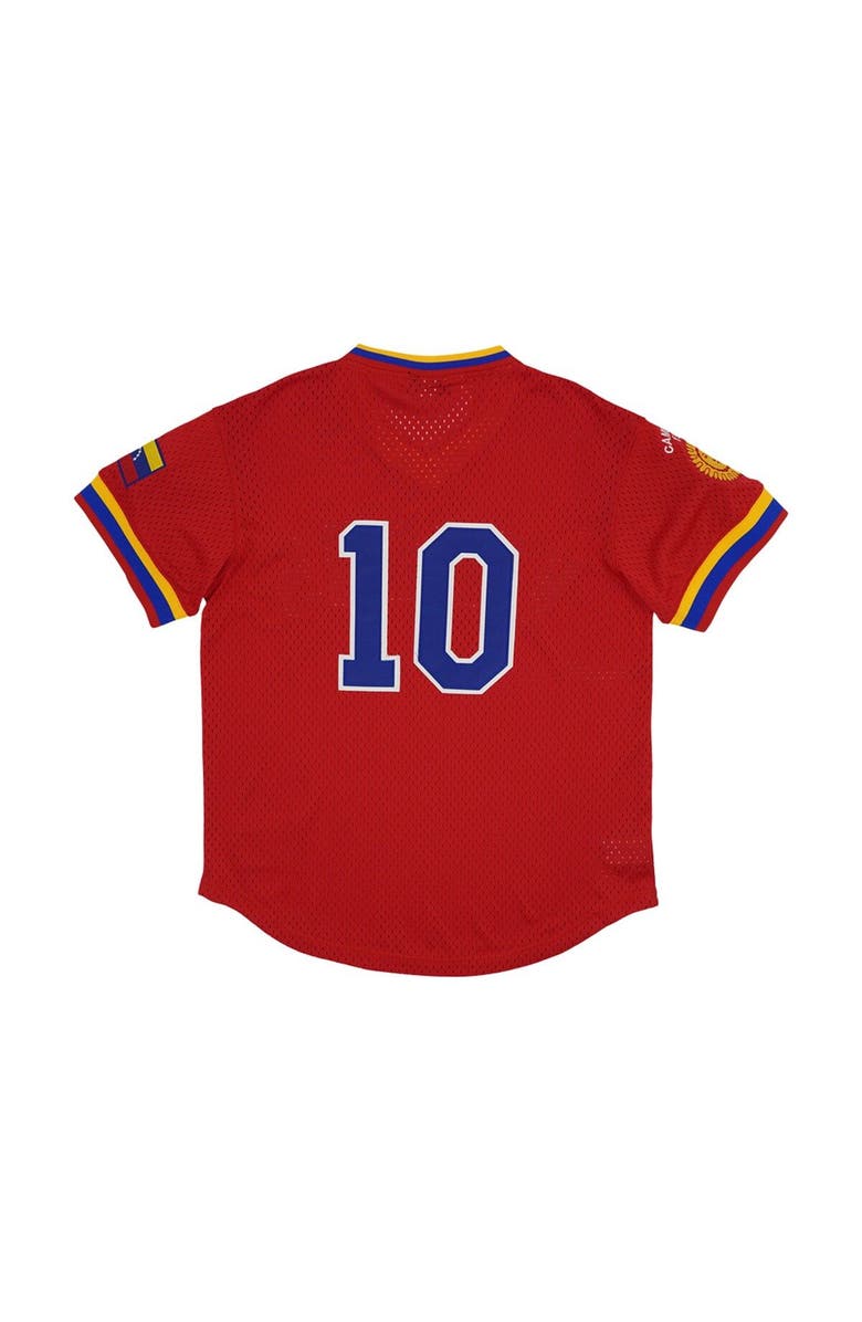 RINGS & CRWNS Men's Rings & Crwns #10 Red Vargas Campeones Mesh Replica V-Neck Jersey, Alternate, color, Red