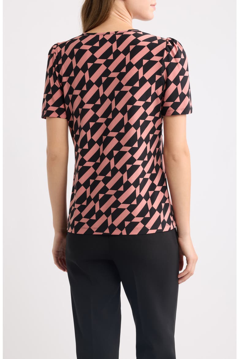 Puffed Shoulder Crewneck Top, Alternate, color, ANNE BLACK/ PRIMROSE