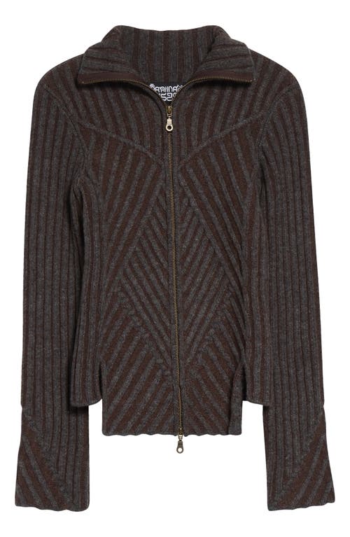 Paolina Russo Warrior Rib Merino Wool Blend Cardigan In Green