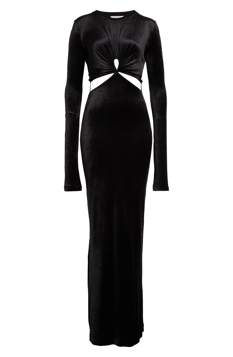 Nensi Dojaka Keyhole Cutout Long Sleeve Velvet Maxi Dress, Alternate, color, 