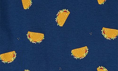 Petit Lem Kids' Taco Print Fitted Two-piece Organic Cotton Rib Pajamas In Blue