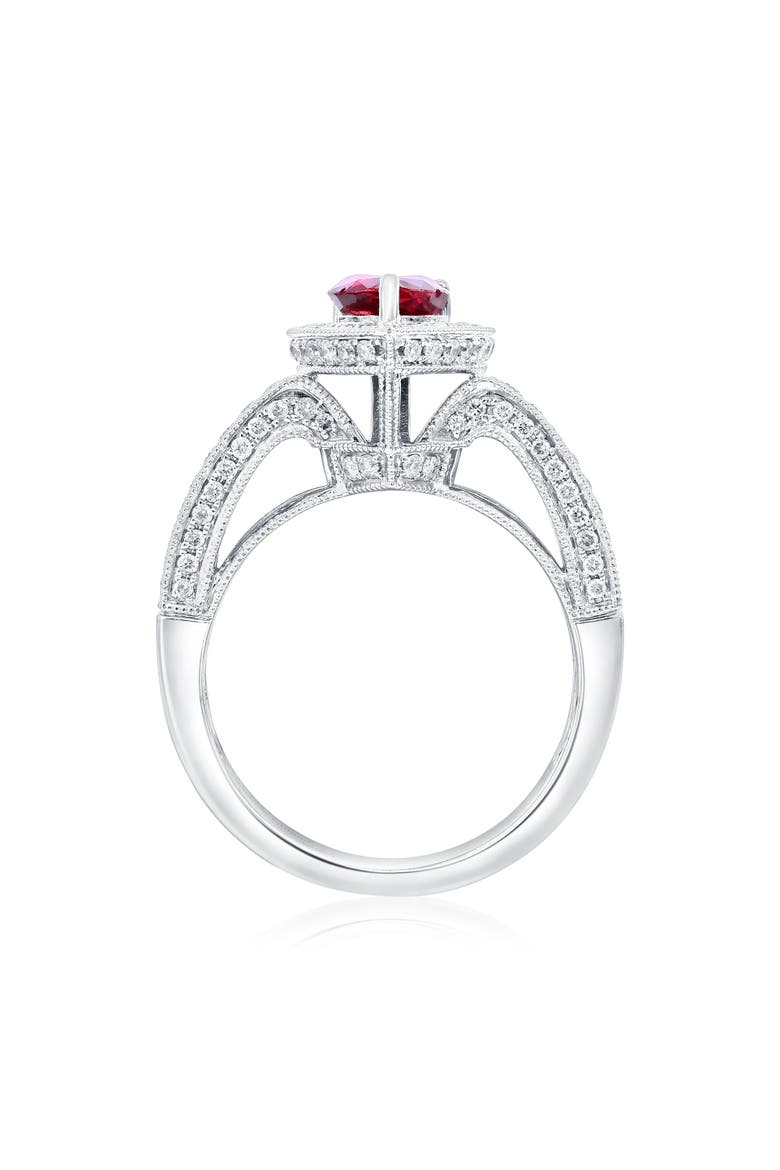 14K Gold Burma Ruby & Diamond Ring, Alternate, color, Red