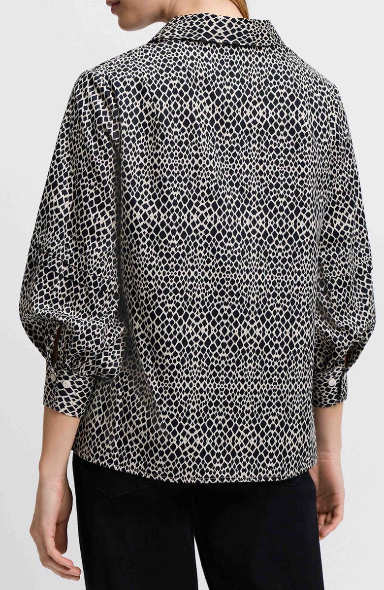 Foxcroft Frankie Abstract Print Cotton Sateen Popover Top, Alternate, color, 